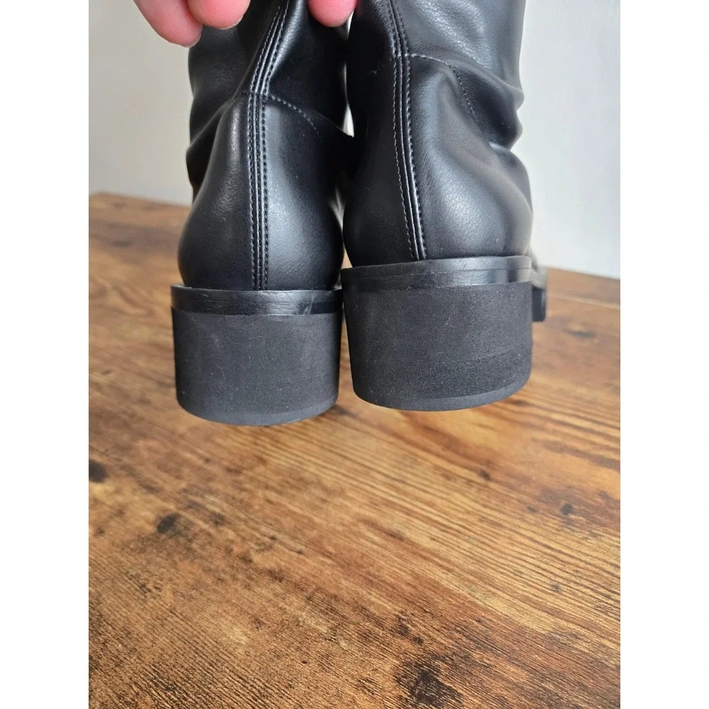 FRAME Black Le Remi Knee High Boots 37.5 Made in Portugal Leather Platform